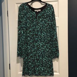 Trina Turk teal long sleeved dress
